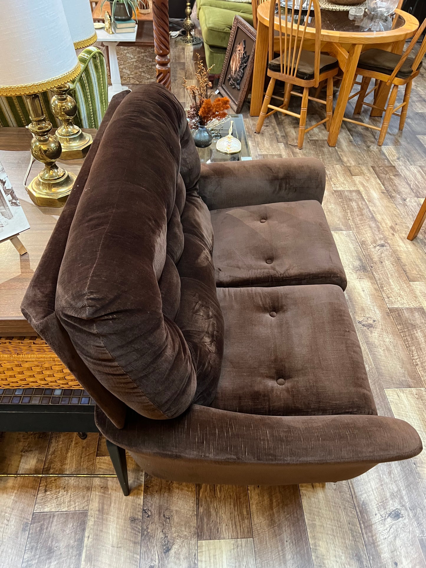 Fler Vintage Brown Velvet 2 Seater Lounge – Made in Australia