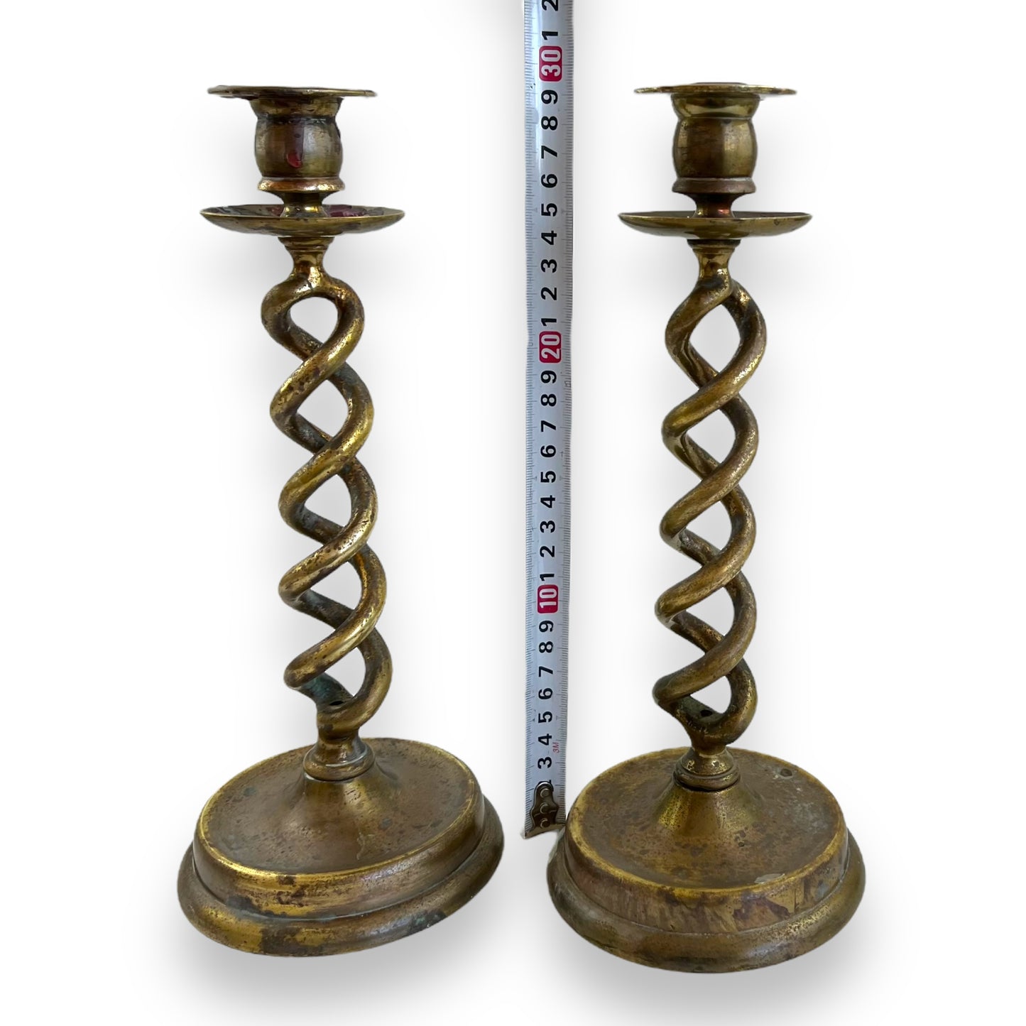 Pair of Vintage Brass Barley Twist Candlesticks
