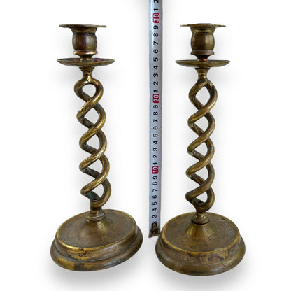 Pair of Vintage Brass Barley Twist Candlesticks