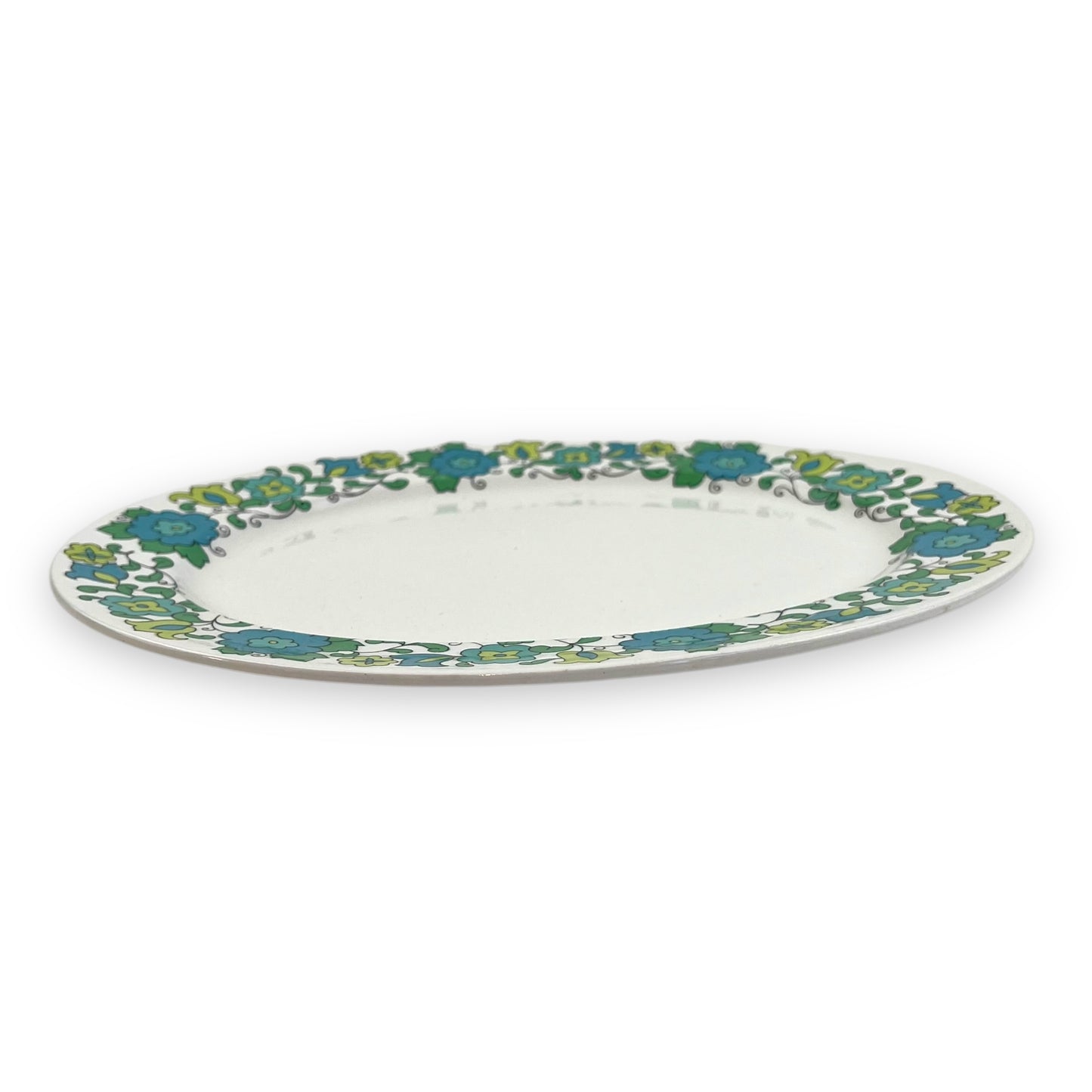 Johnson Bros “Snowshite” Blue & Green Flower Pattern Plate
