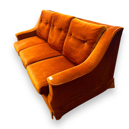 Orange Velour 3 Seater Lounge