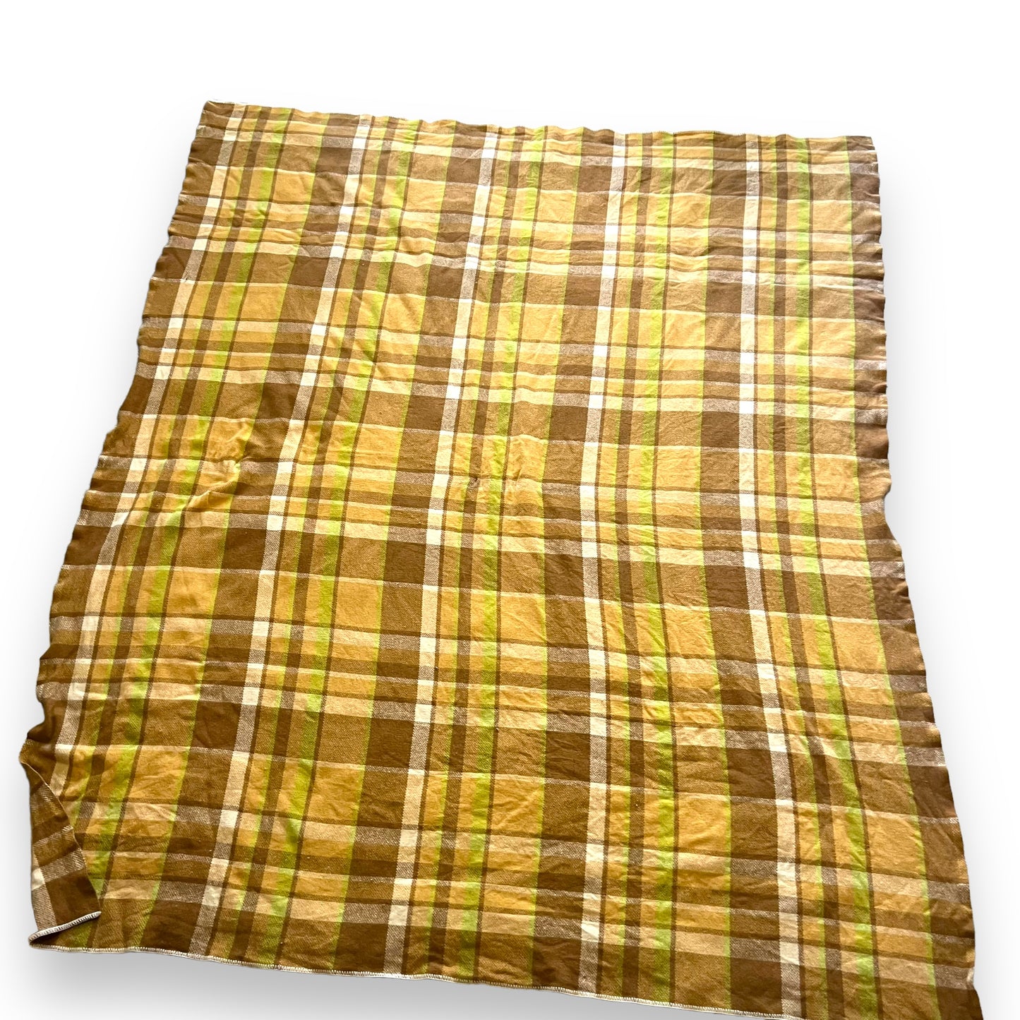 Brown Caramel and Green Wool Blanket