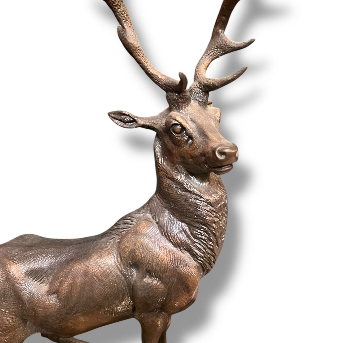 Large Bronze Deer Sculpture — Signed Keizler
