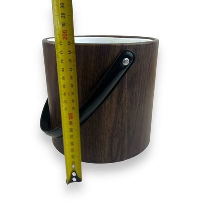 Irvinware USA Made MCM Faux Plastic Vinyl Wood Grain Lidded Ice Bucket