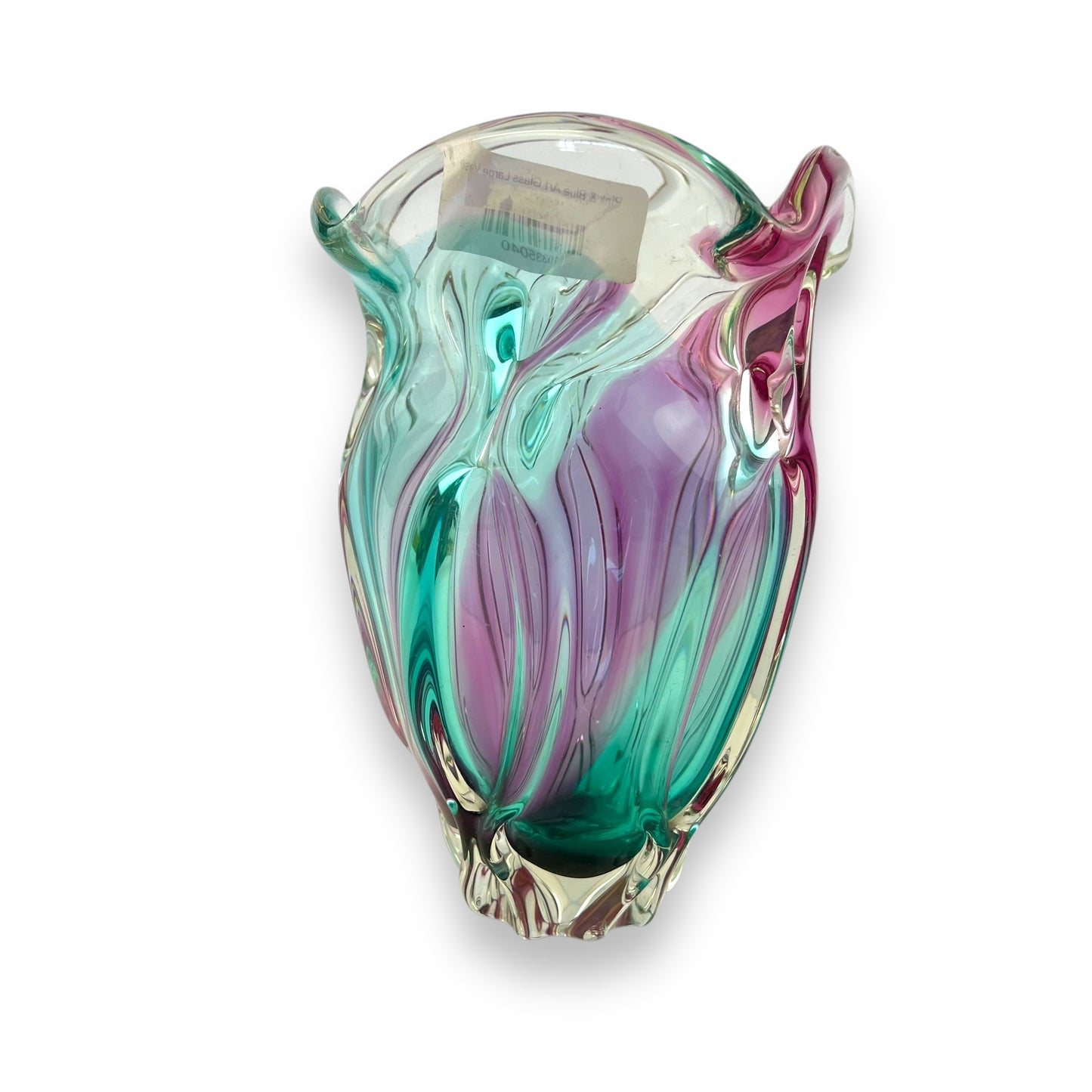 Pink & Blue Art Glass Large Vase