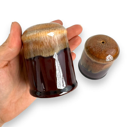 Brown Glaze Drip Salt & Pepper Shaker Set