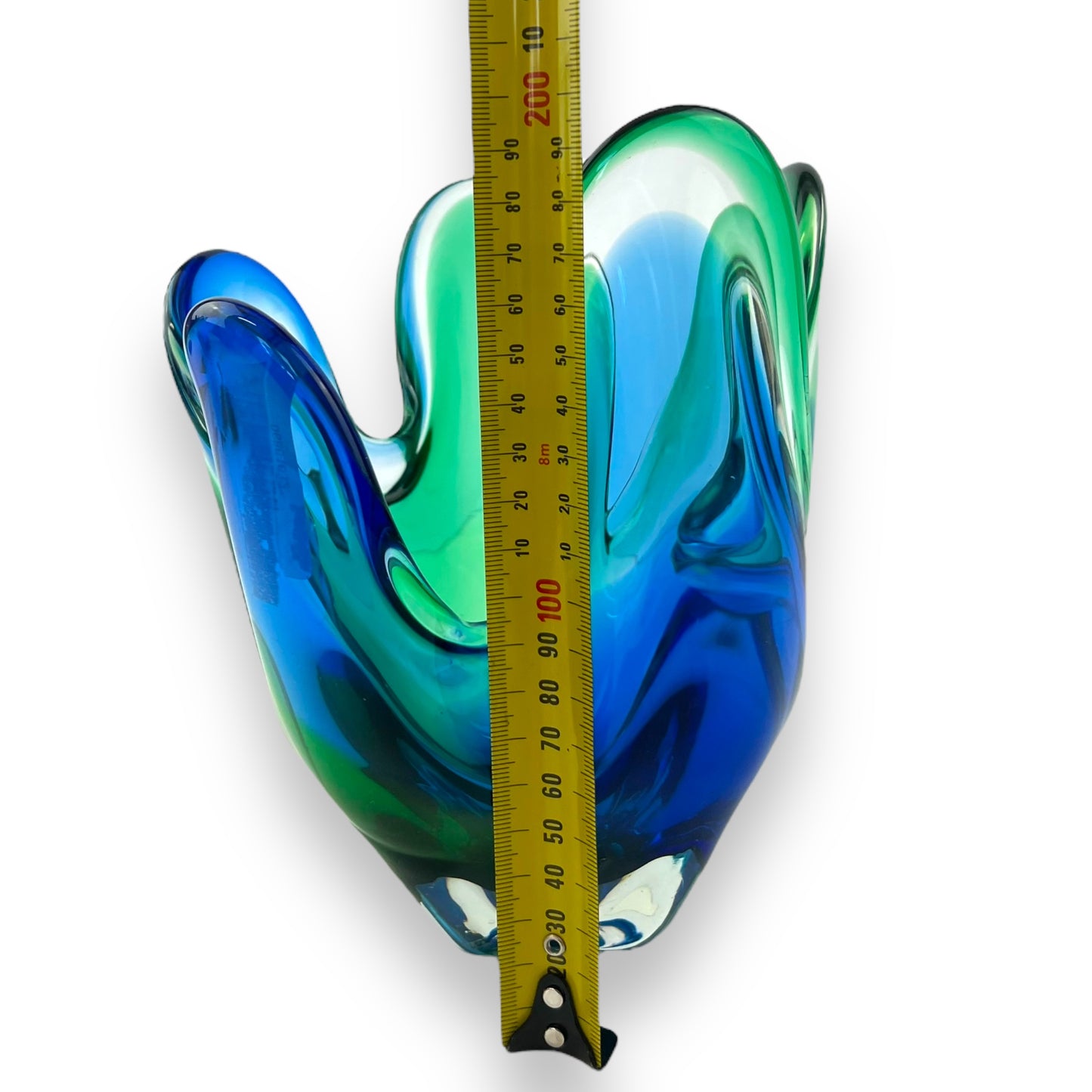 Blue and Green Art Glass handkerchief vase