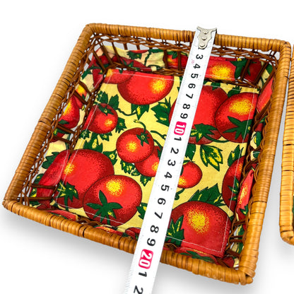 Tomatoes pattern square wicker basket