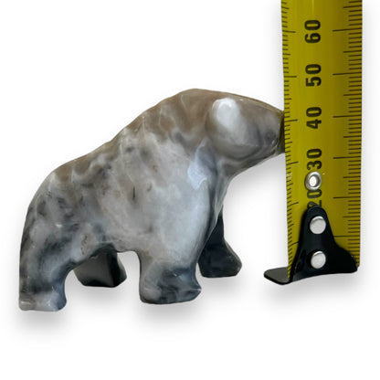 Stone carved bear statue ornament