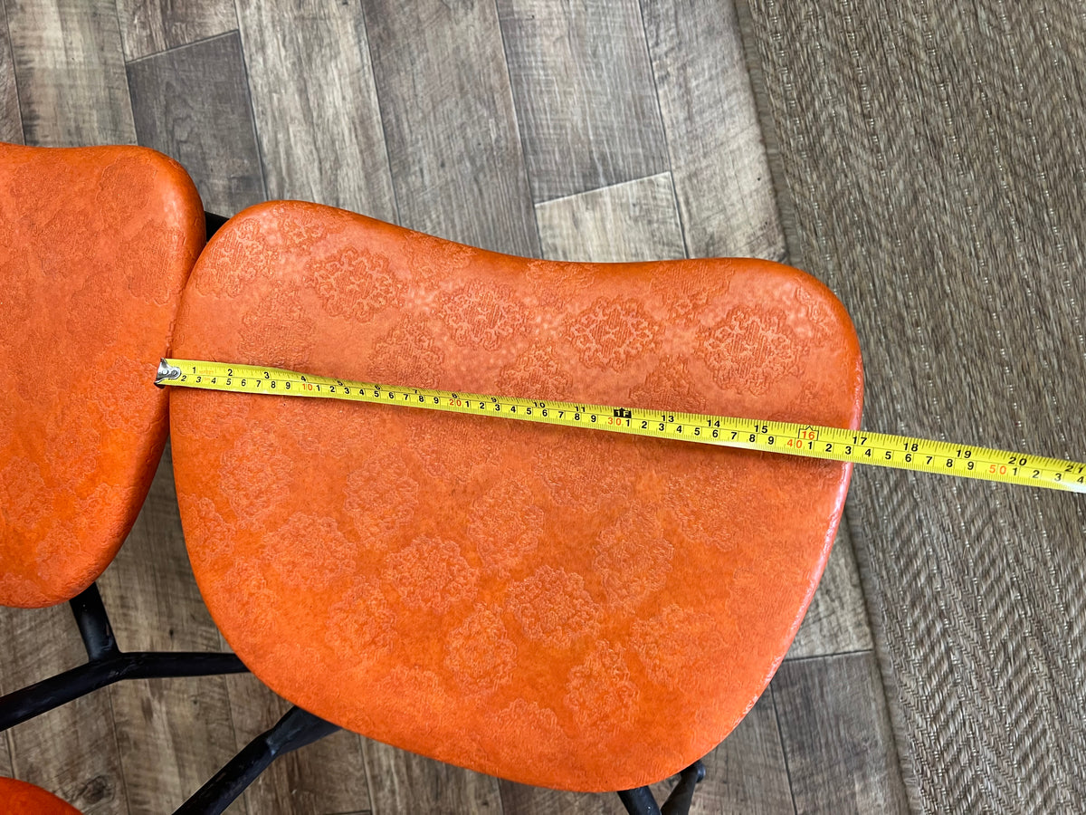 Set of 4 Orange Vinyl Dining Chairs