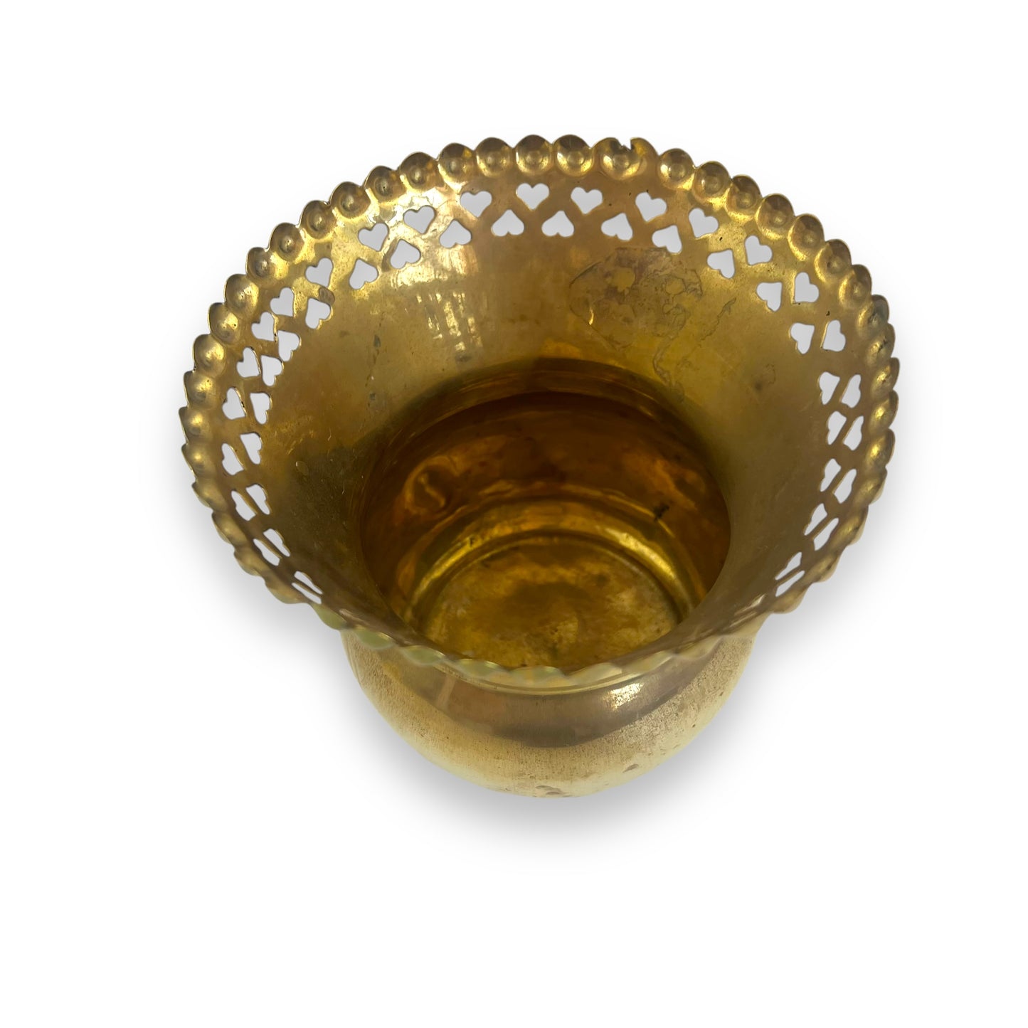 Brass Plant Pot with Heart Cutout Design