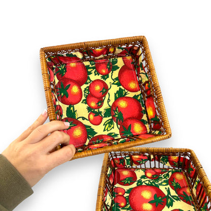 Tomatoes pattern square wicker basket