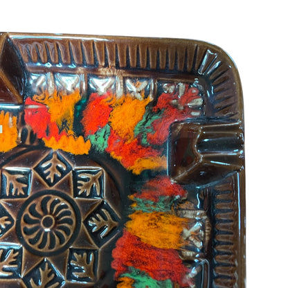 Ceramic Ashtray – Brown with Fire-Glaze Centre