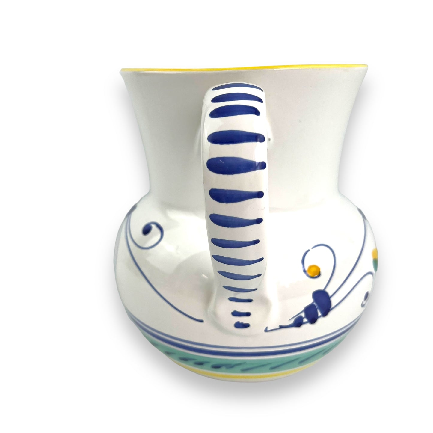 White, blue and yellow ceramic large jug - Made in Italy