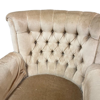 Tufted Velvet Armchair – Caramel Beige