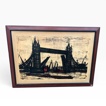 Bernard Buffet “Tower Bridge, London” Offset Lithograph | Framed Vintage Artwork