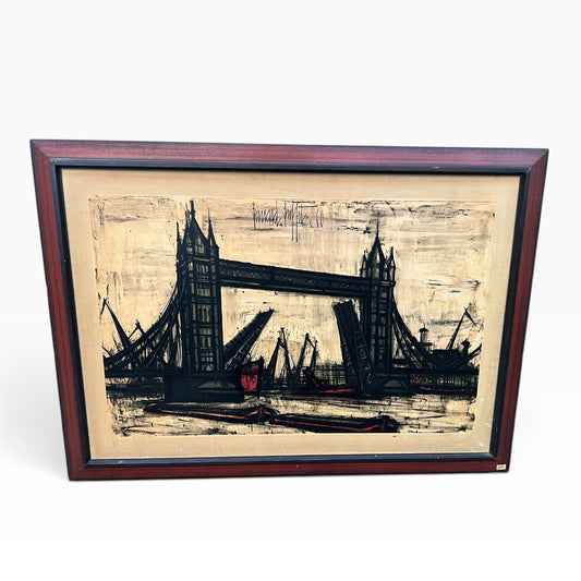 Bernard Buffet “Tower Bridge, London” Offset Lithograph | Framed Vintage Artwork
