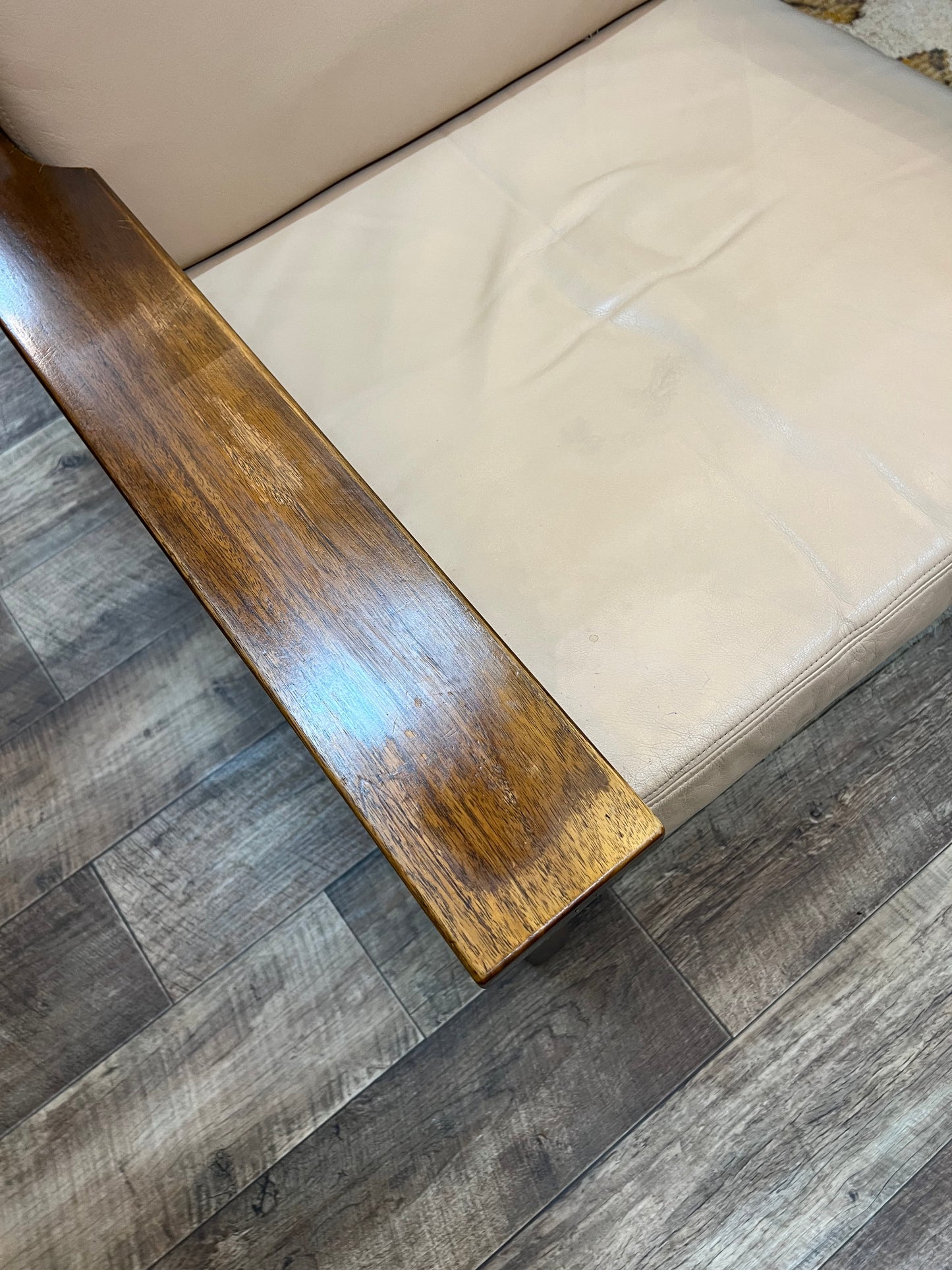 1.Mid-Century Modern Timber & Leather Lounge Chair