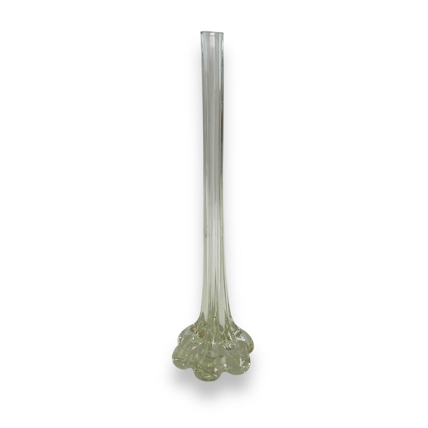 Clear elephant foot skinny glass flower vase