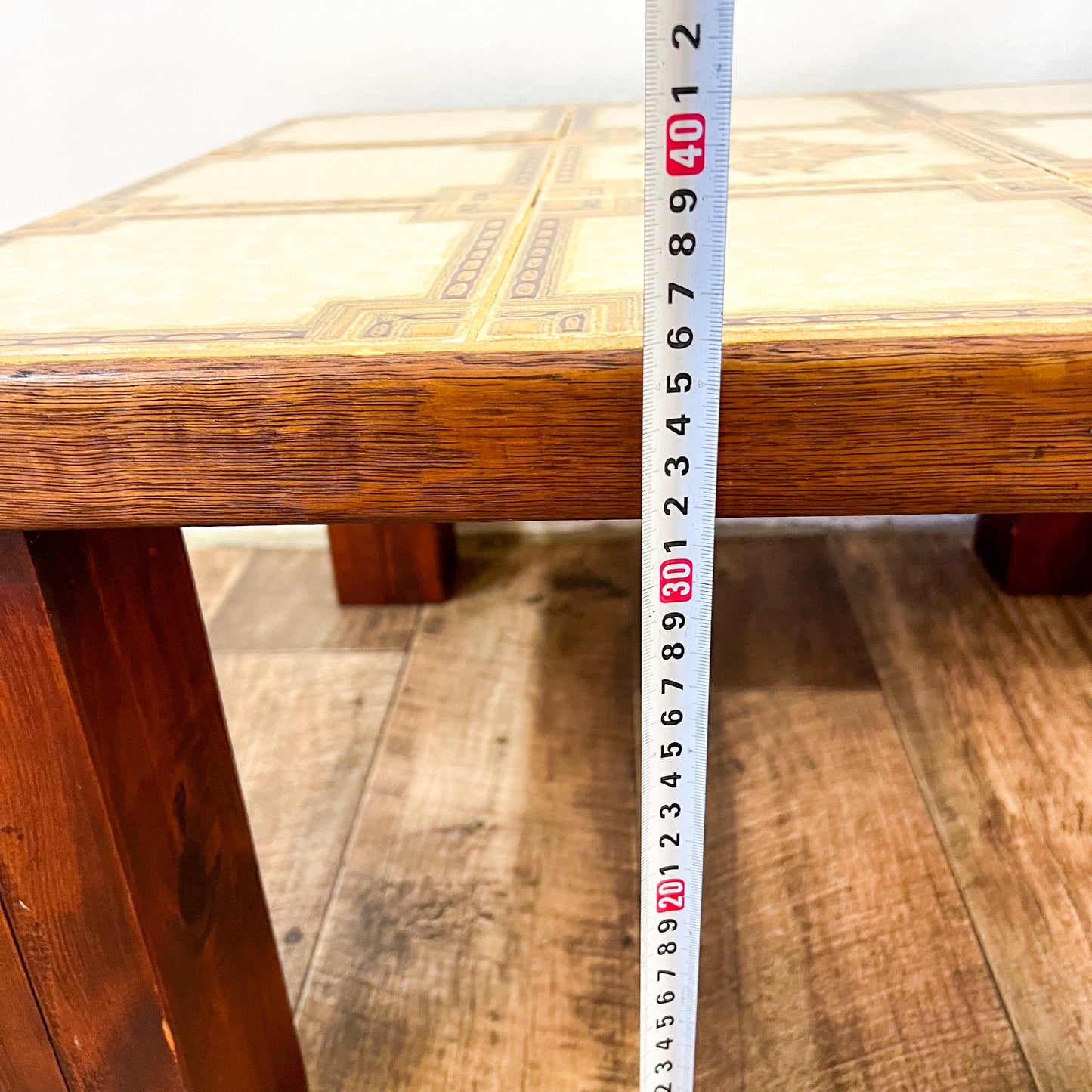Square Tile Coffee table solid wood legs