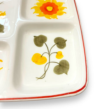 Divided Plate with Hand-Painted Floral Design - Made in Japan
