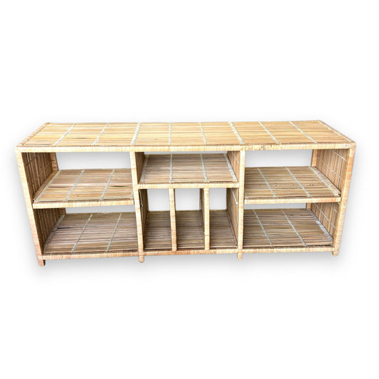 Cane Wicker Console Media Unit / Storage Shelving