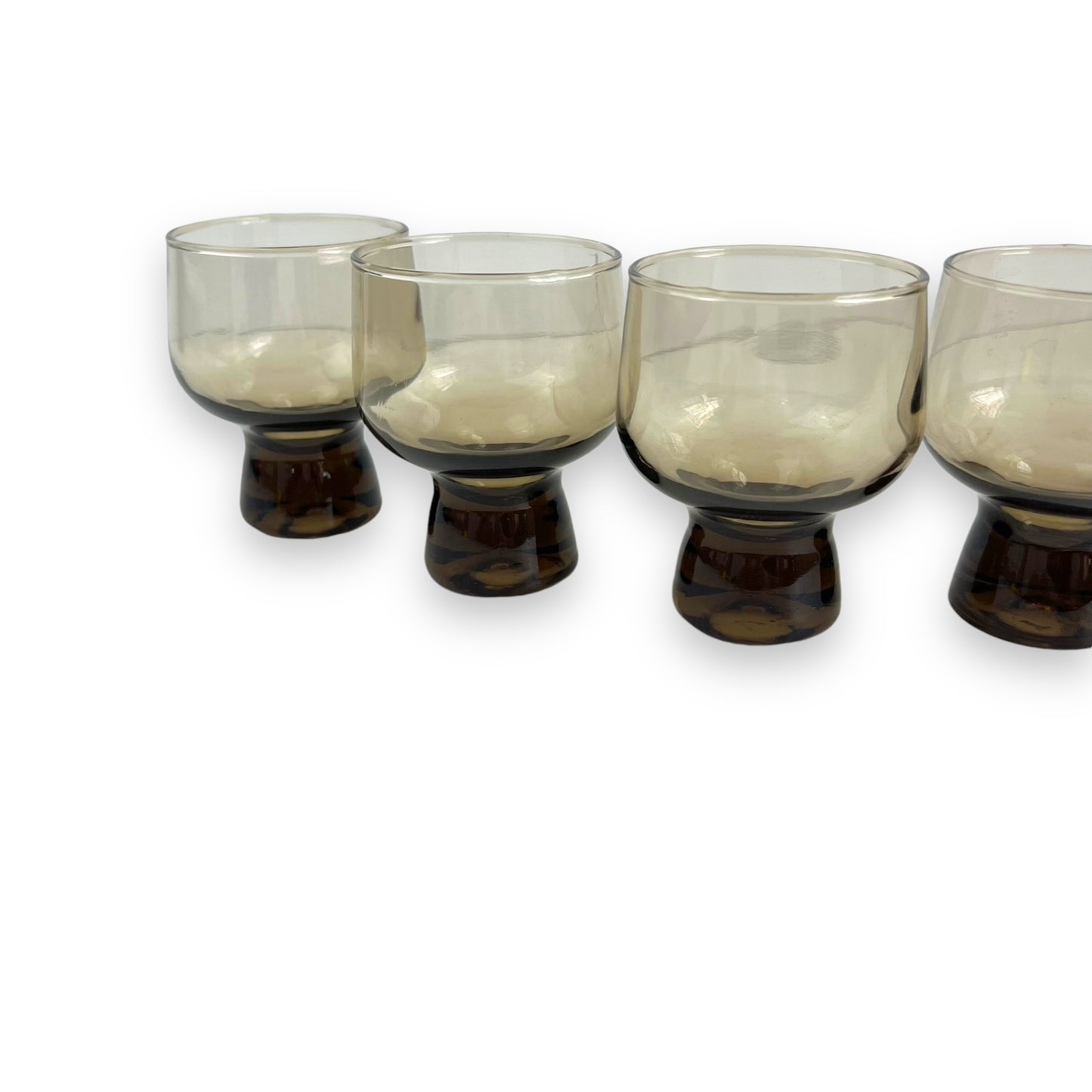 Crown Corning 8.5cm tall “Regis” Black Smokey Glass Set of 6