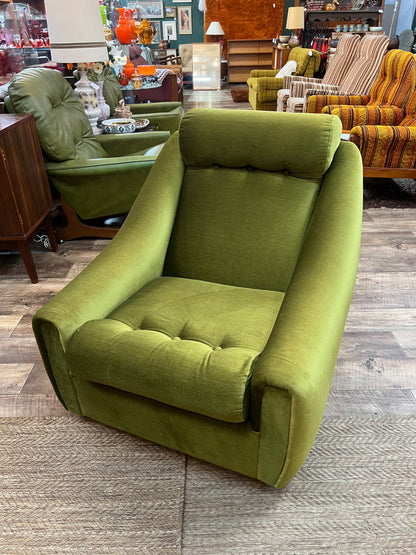 Dana Furniture Armchair | Olive Green Velour | Mid Century Modern Lounge Chair
