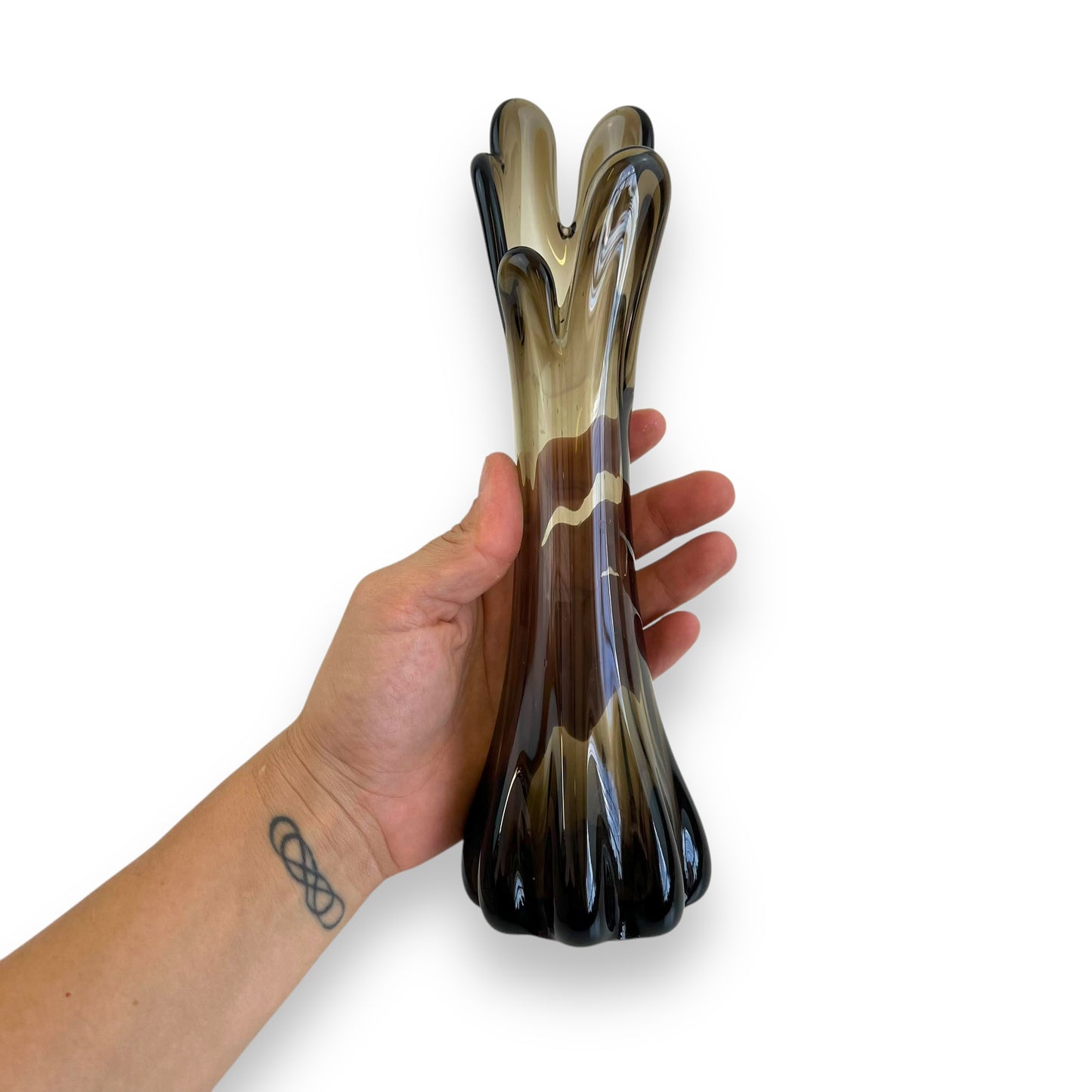 Black Smokey Swung Glass Vase