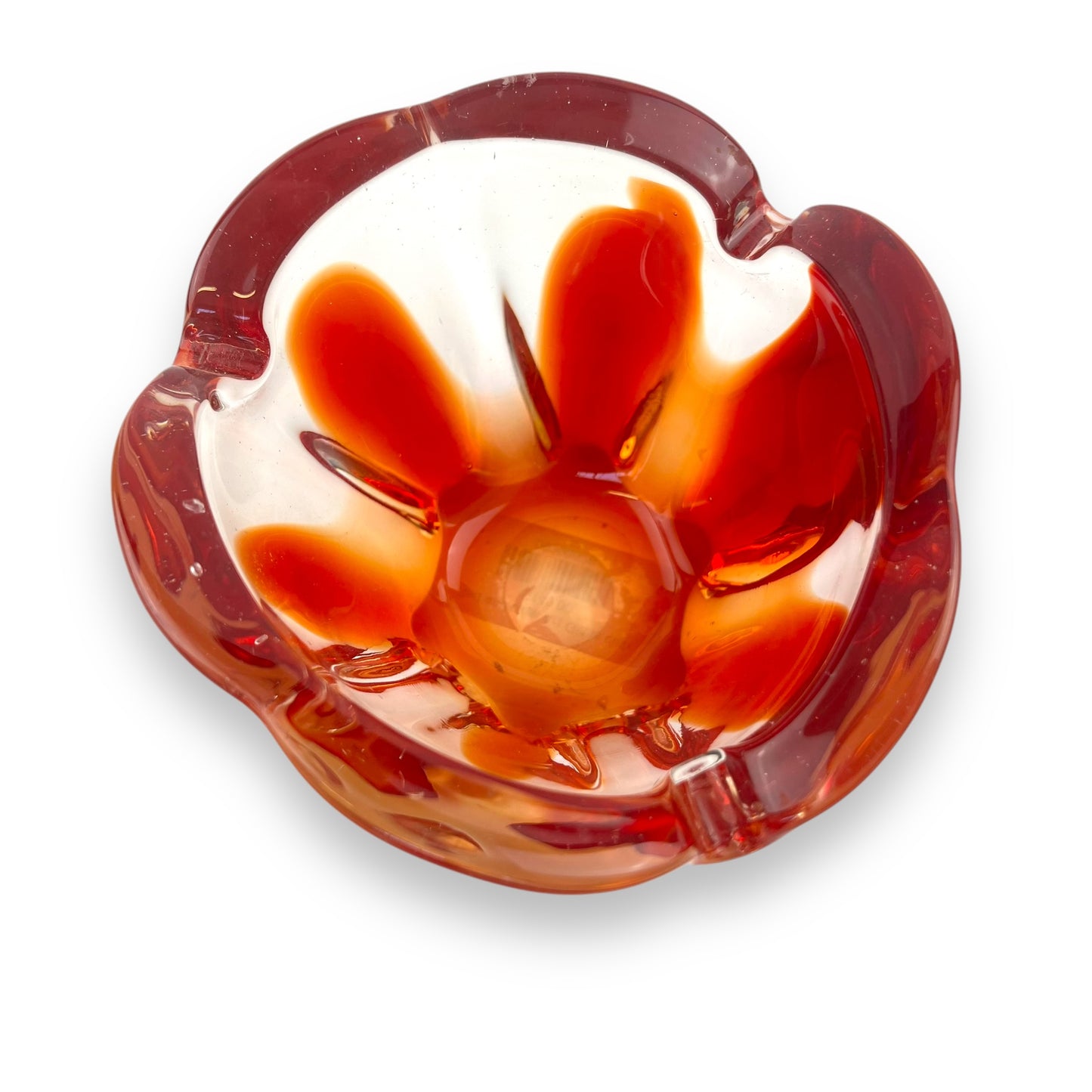 Red and clear Art Glass dish