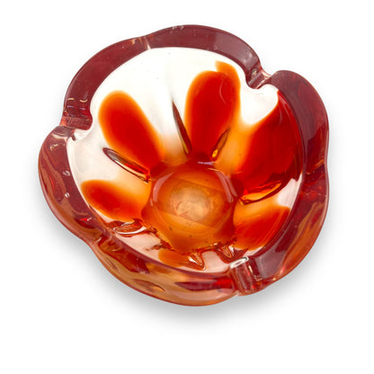 Red and clear Art Glass dish