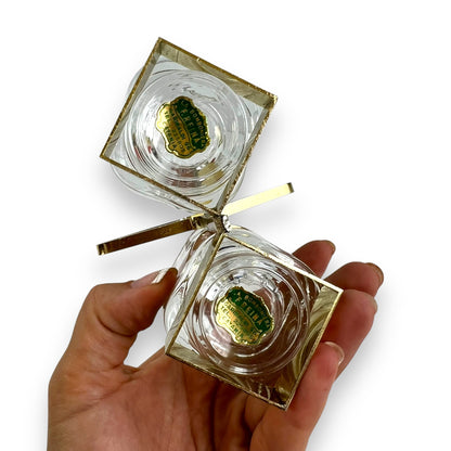 Clear glass Salt & Pepper Holder with Brass Handle - Made in Italy