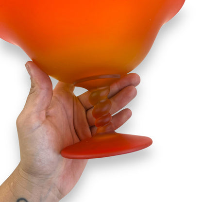 Orange Frosted Glass Footed Dish