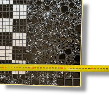 Black & White Mosaic Tile Coffee Table with Tapered Legs