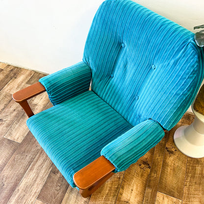 Sleigh Base Blue Striped Single Chair