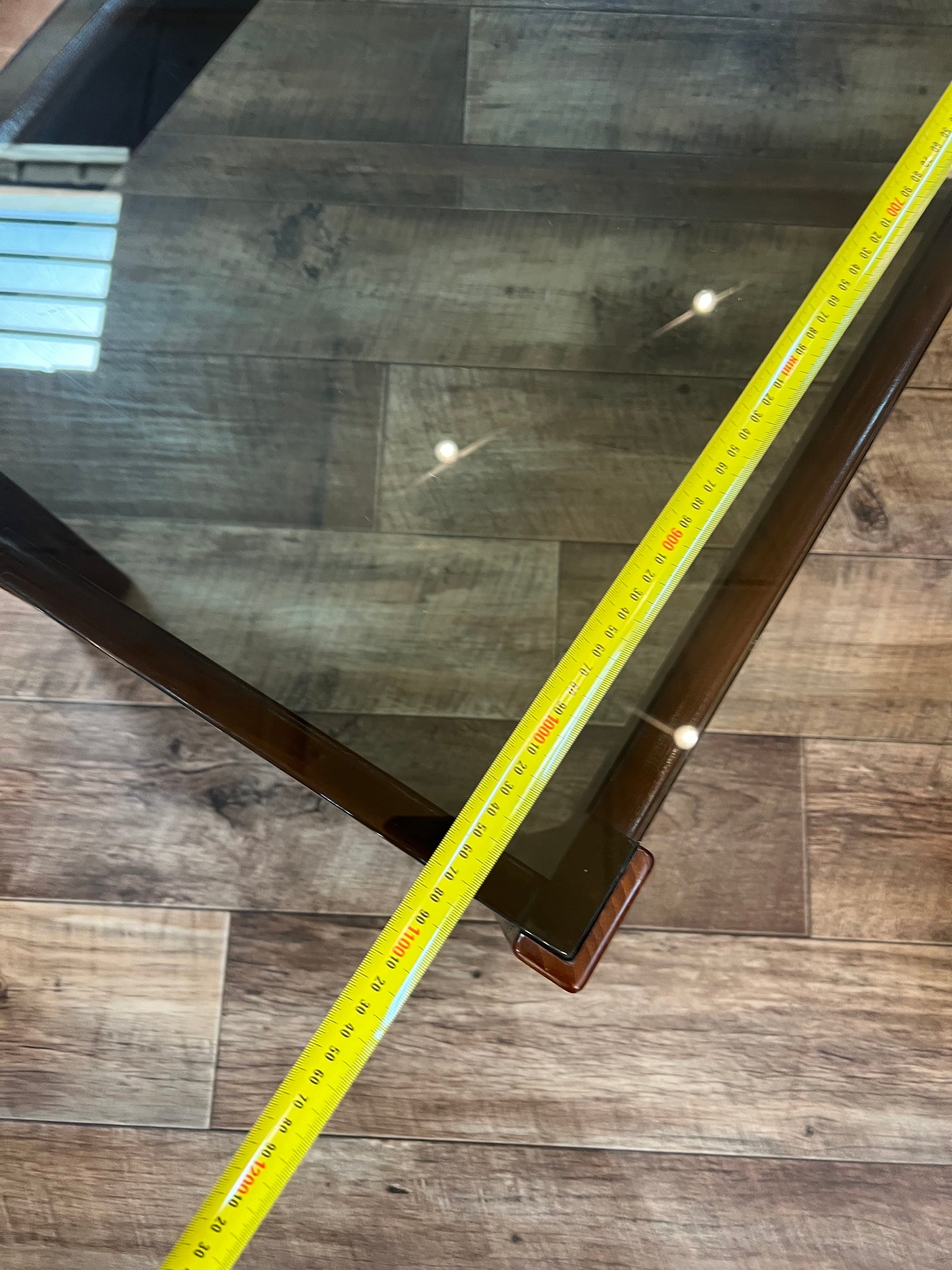 Mid-Century Timber & Smoked Glass Coffee Table