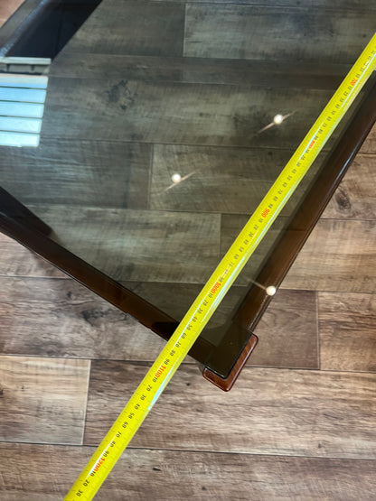 Mid-Century Timber & Smoked Glass Coffee Table