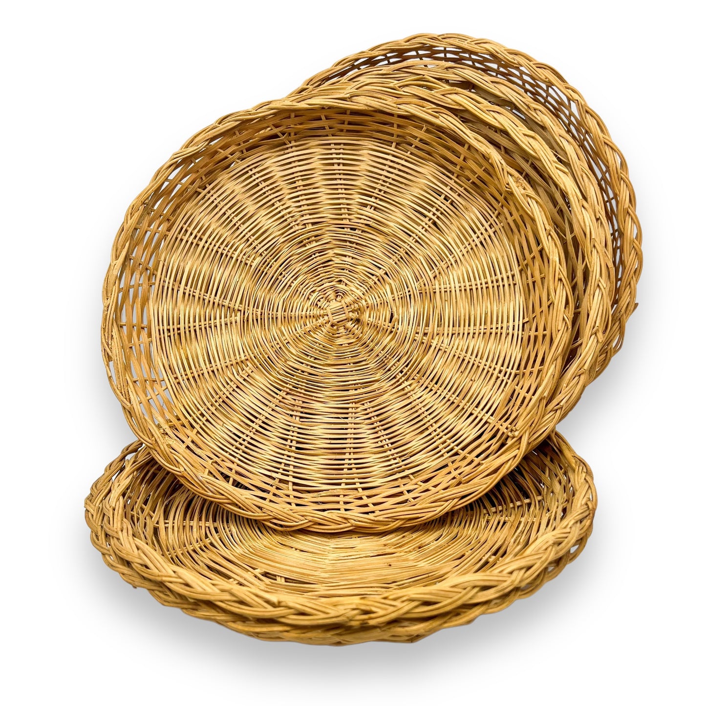 Boho Wicker Bamboo Basket Plates / Wall Decor Neutral Wall Hanging Home Decor & Style