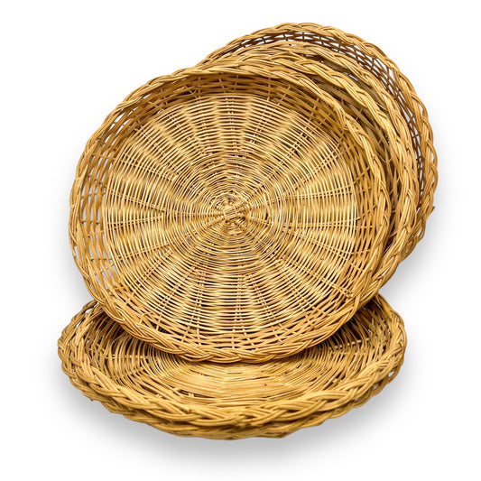 Boho Wicker Bamboo Basket Plates / Wall Decor Neutral Wall Hanging Home Decor & Style
