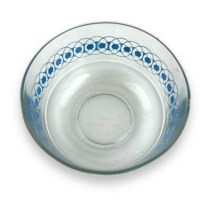 Blue circle patterned clear glass mixing bowl