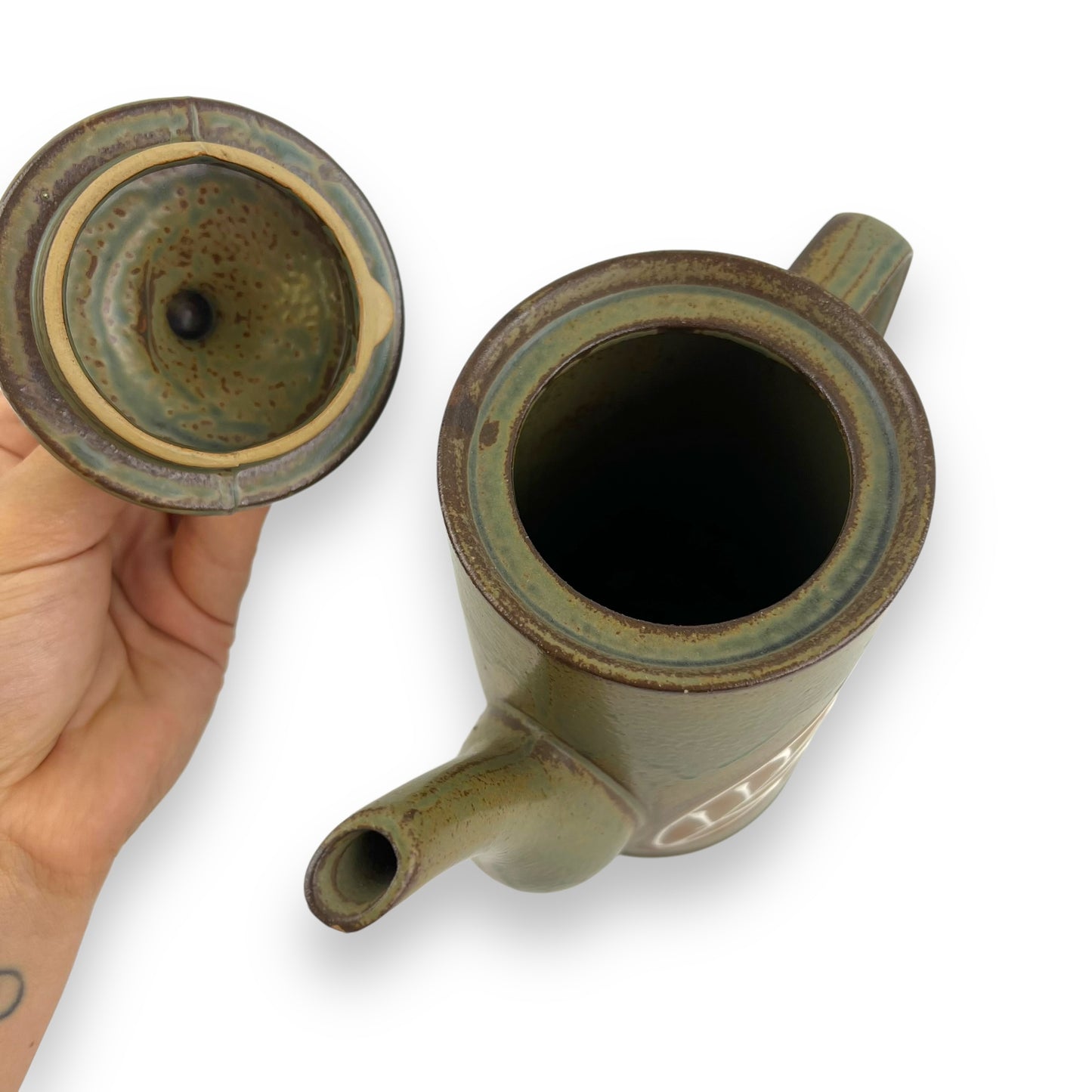 Pottery Leaf Dark Green Teapot with Lid