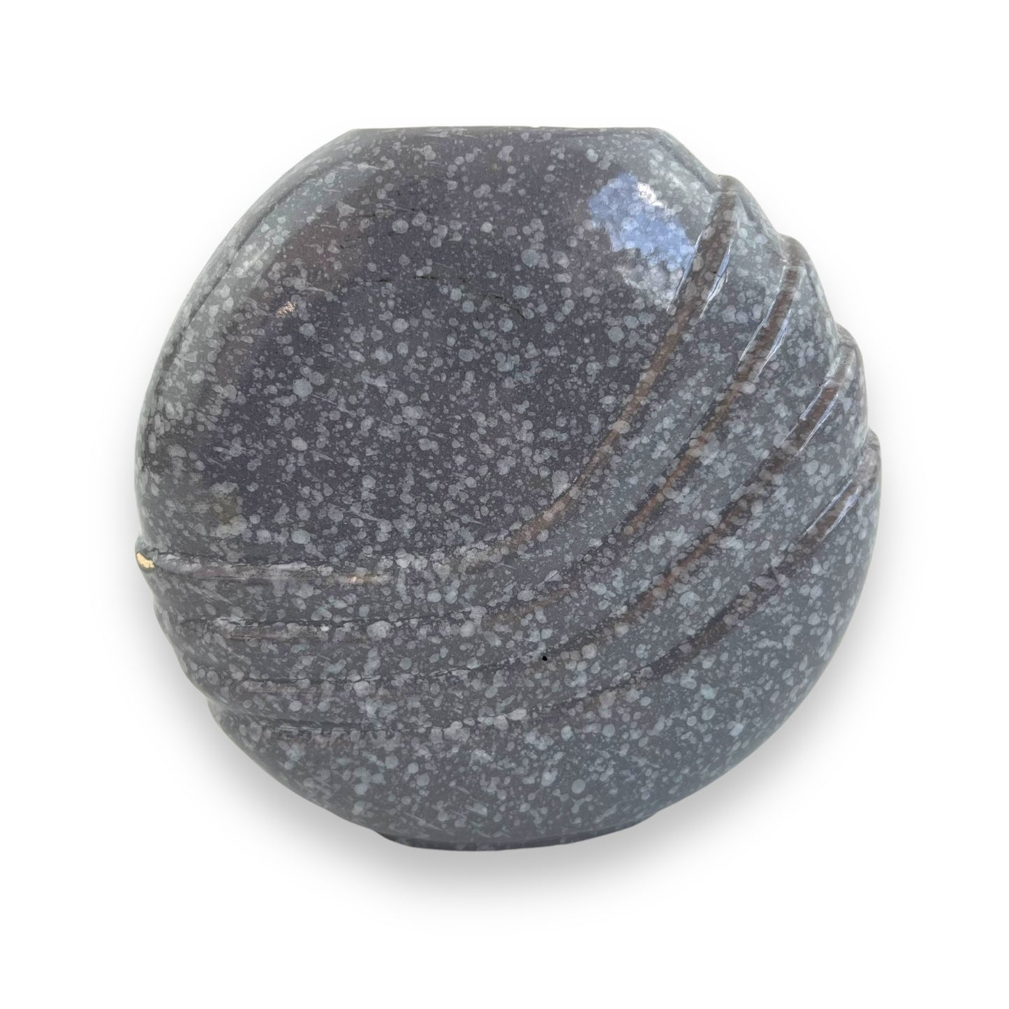 Round grey speckled 80s vase