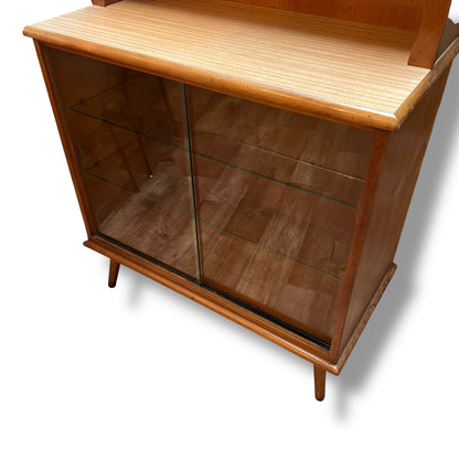 Hutch Display Cabinet with Glass Sliding Doors & Arched Top