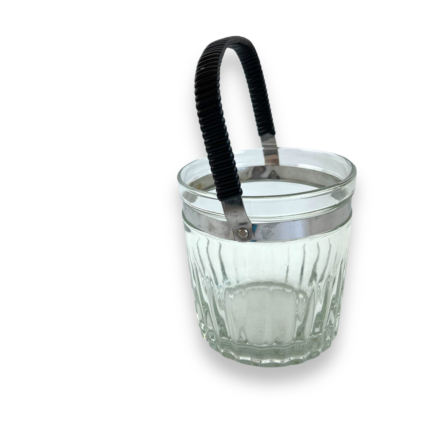 Glass Ice Bucket with Retro Black Handle