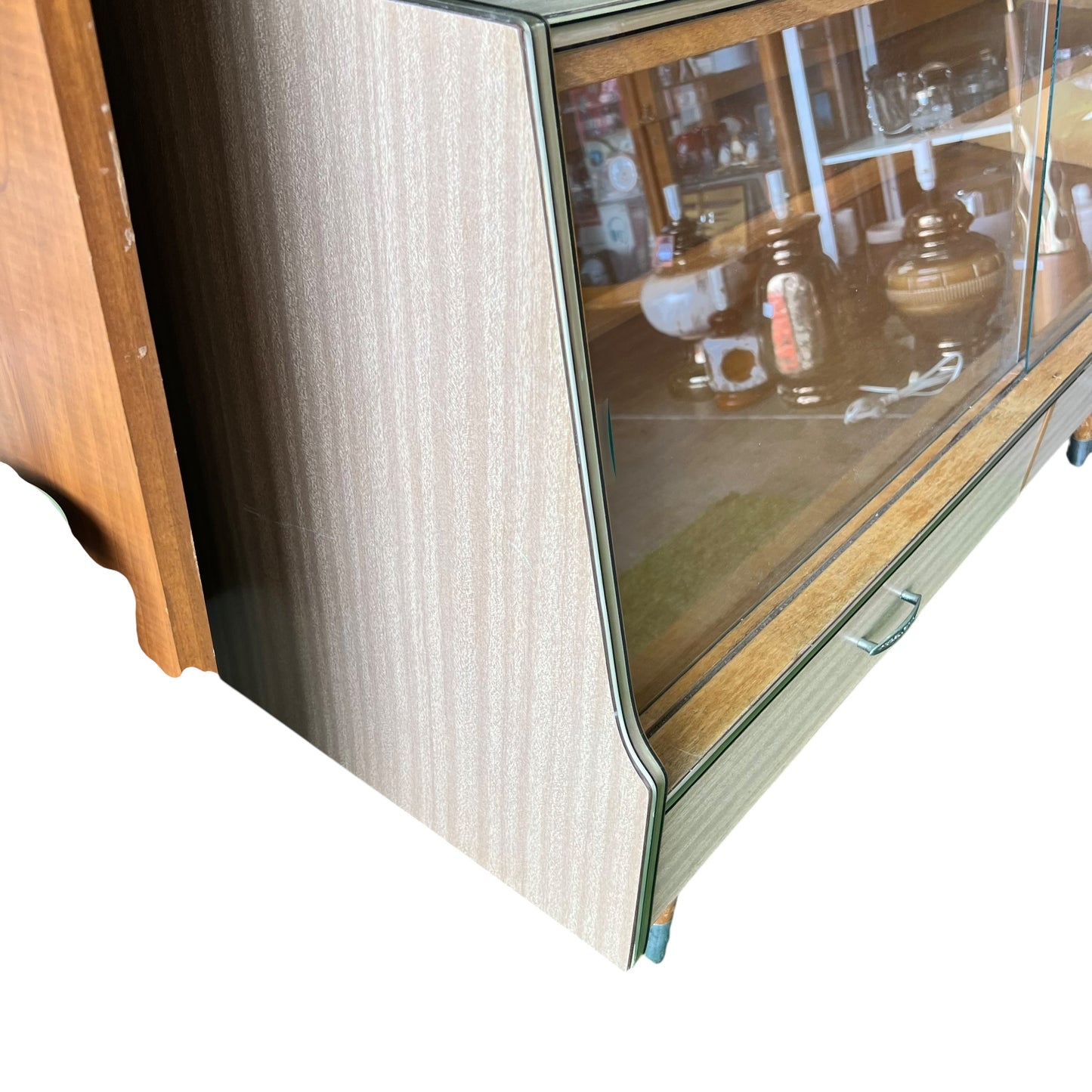 Laminate Sideboard with glass sliding doors and two drawers
