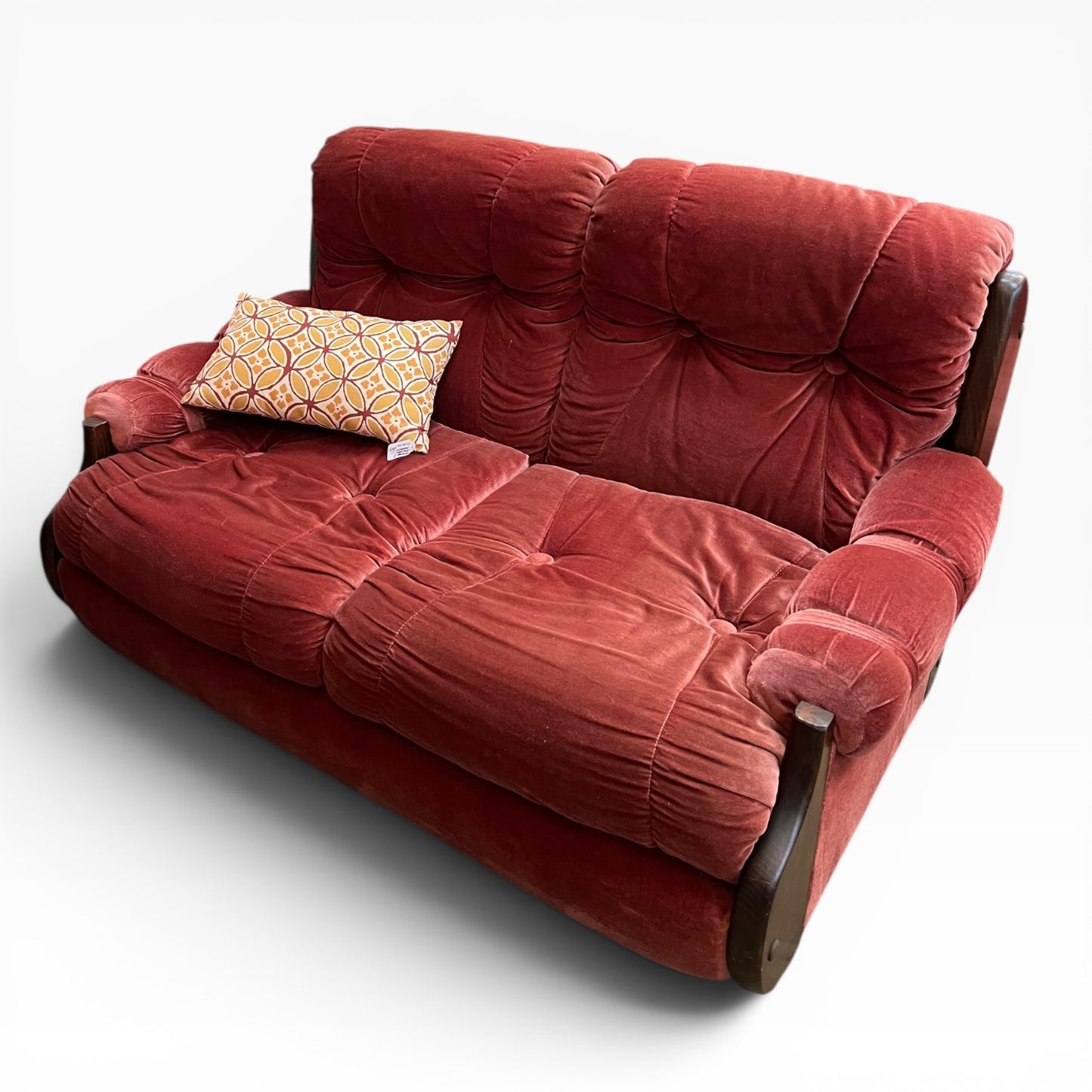 #2 Pink two seater lounge with wood sides