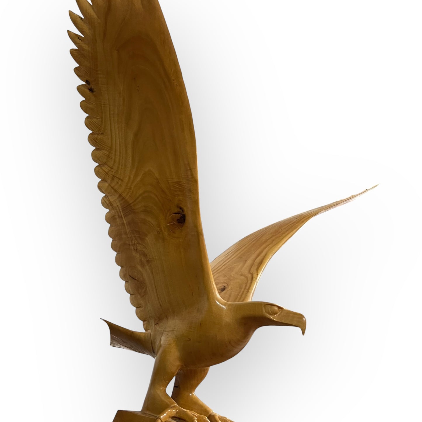 Hand-Carved Wooden Eagle Sculpture — Large Timber Carving