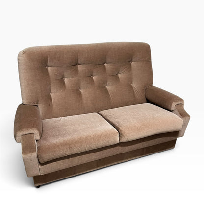 Taupe Two Seater Button Tufted Upholstered Lounge