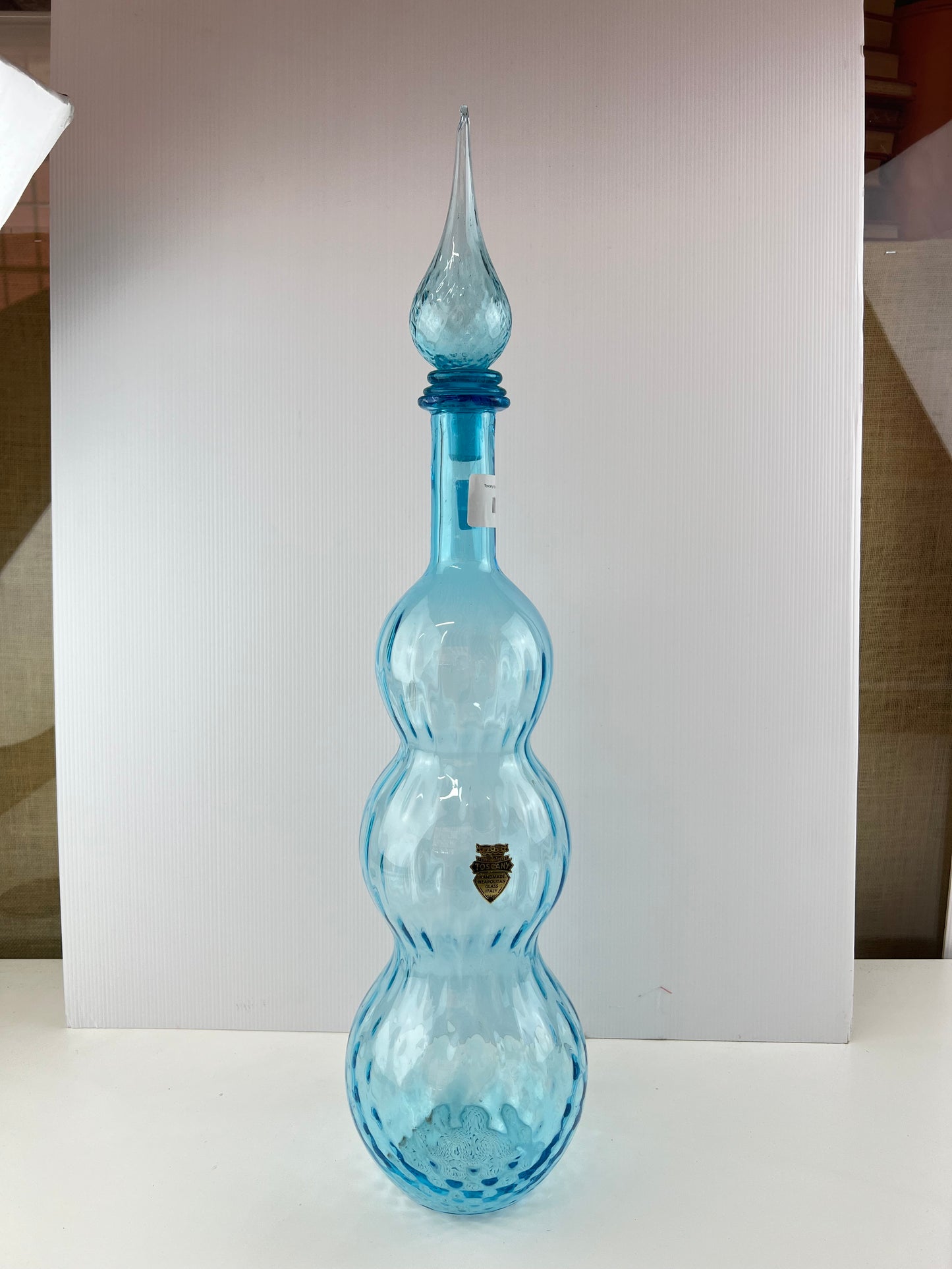 Toscany triple gourd blue glass genie bottle