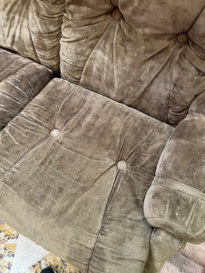 Chunky Brown Two Seater Lounge with Tufted Detailing